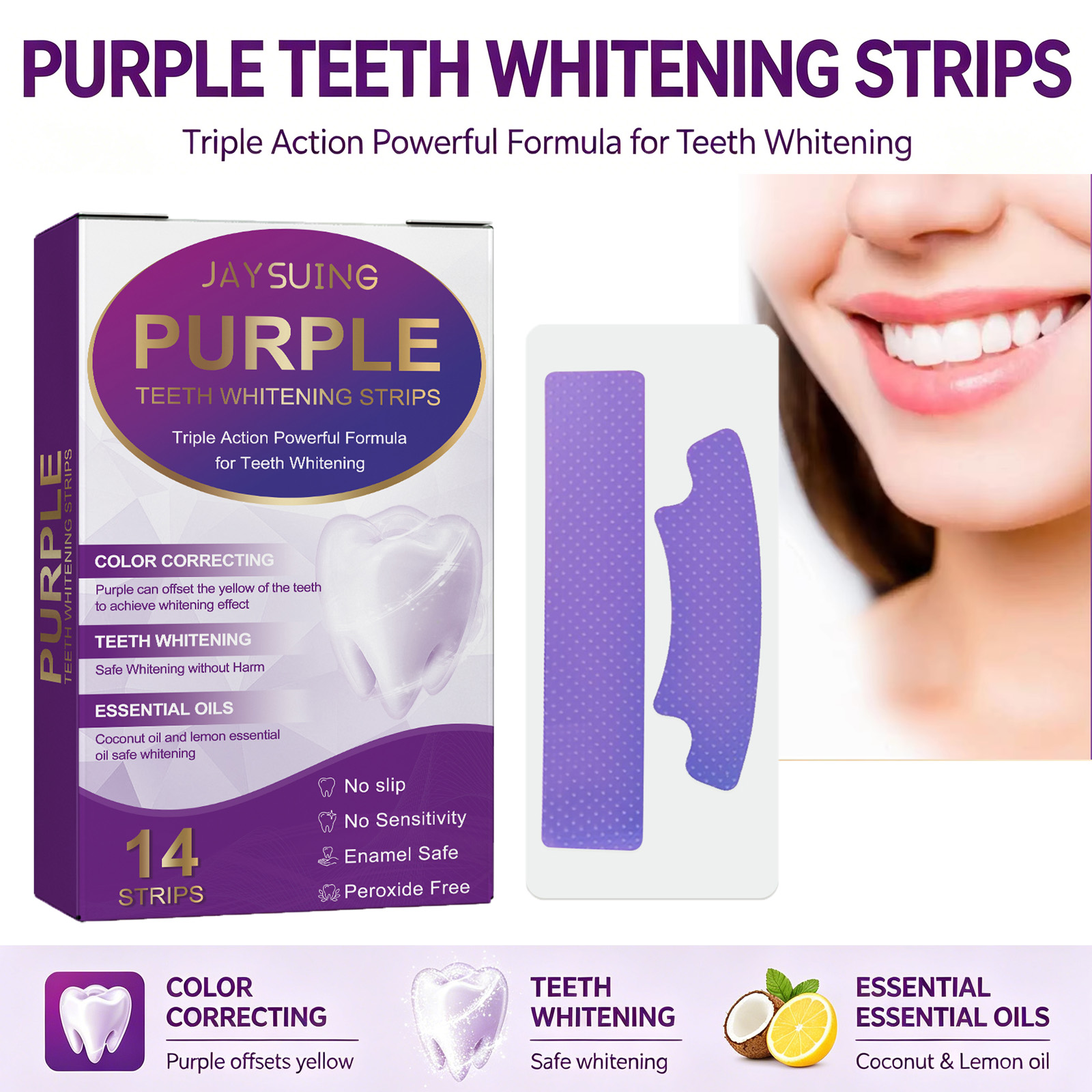 Teeth Whitening Oil Pulling - Purple Teeth Whitening Strips Brighten Tooth