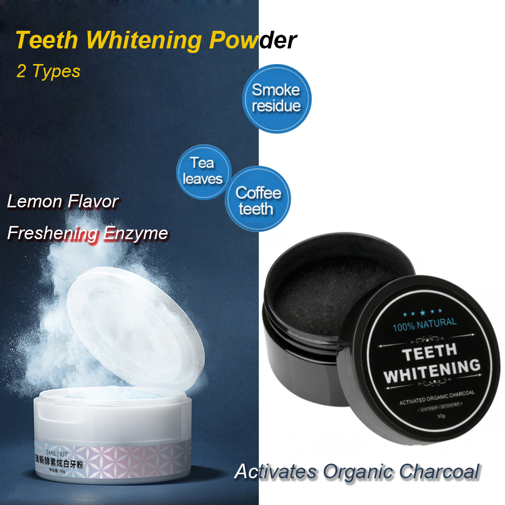 Whitening Powder Activated - 2 Types Teeth Whitening Powder Natural