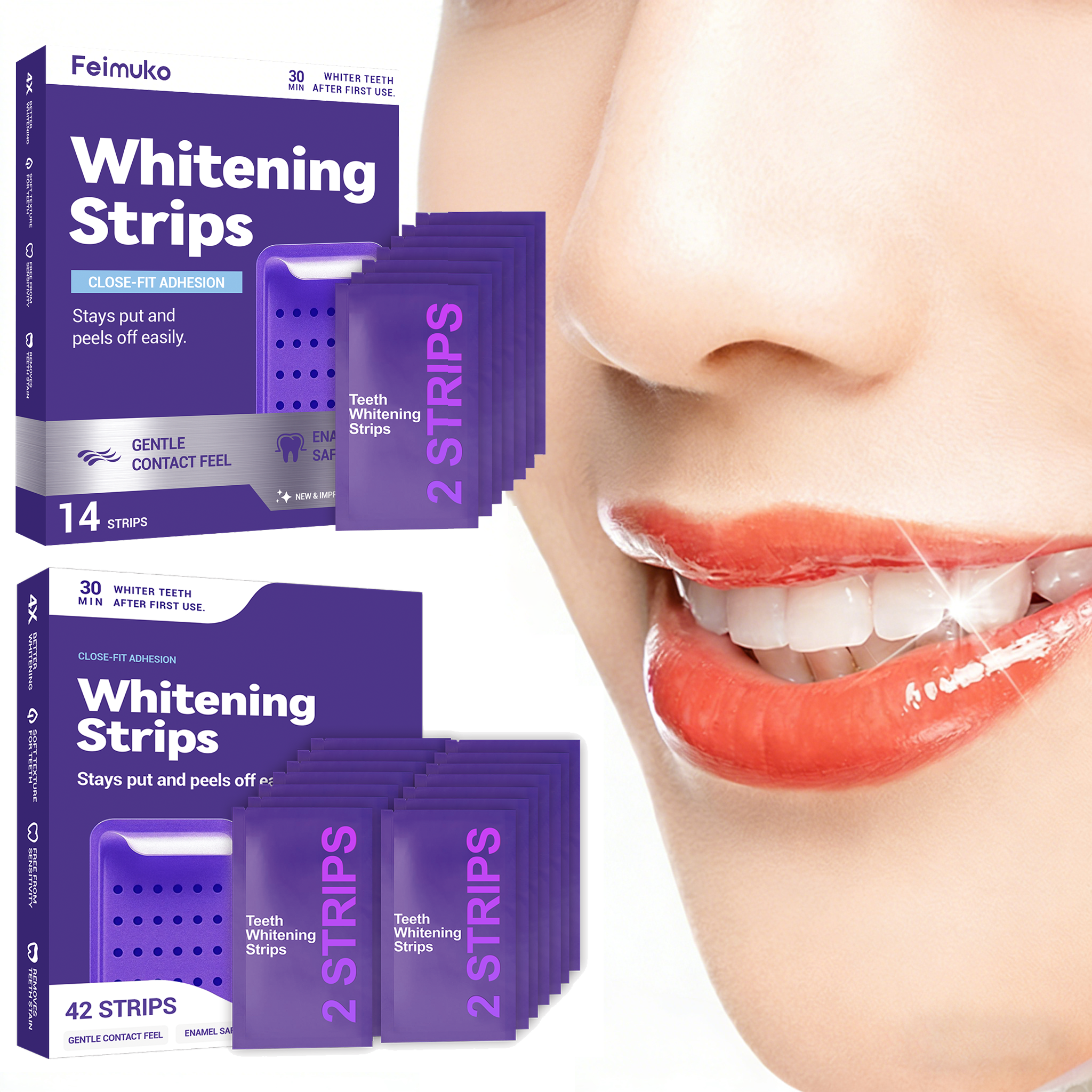 Teeth Whitening Treatment - Purple Teeth Whitening Strips Brighteni Tooth