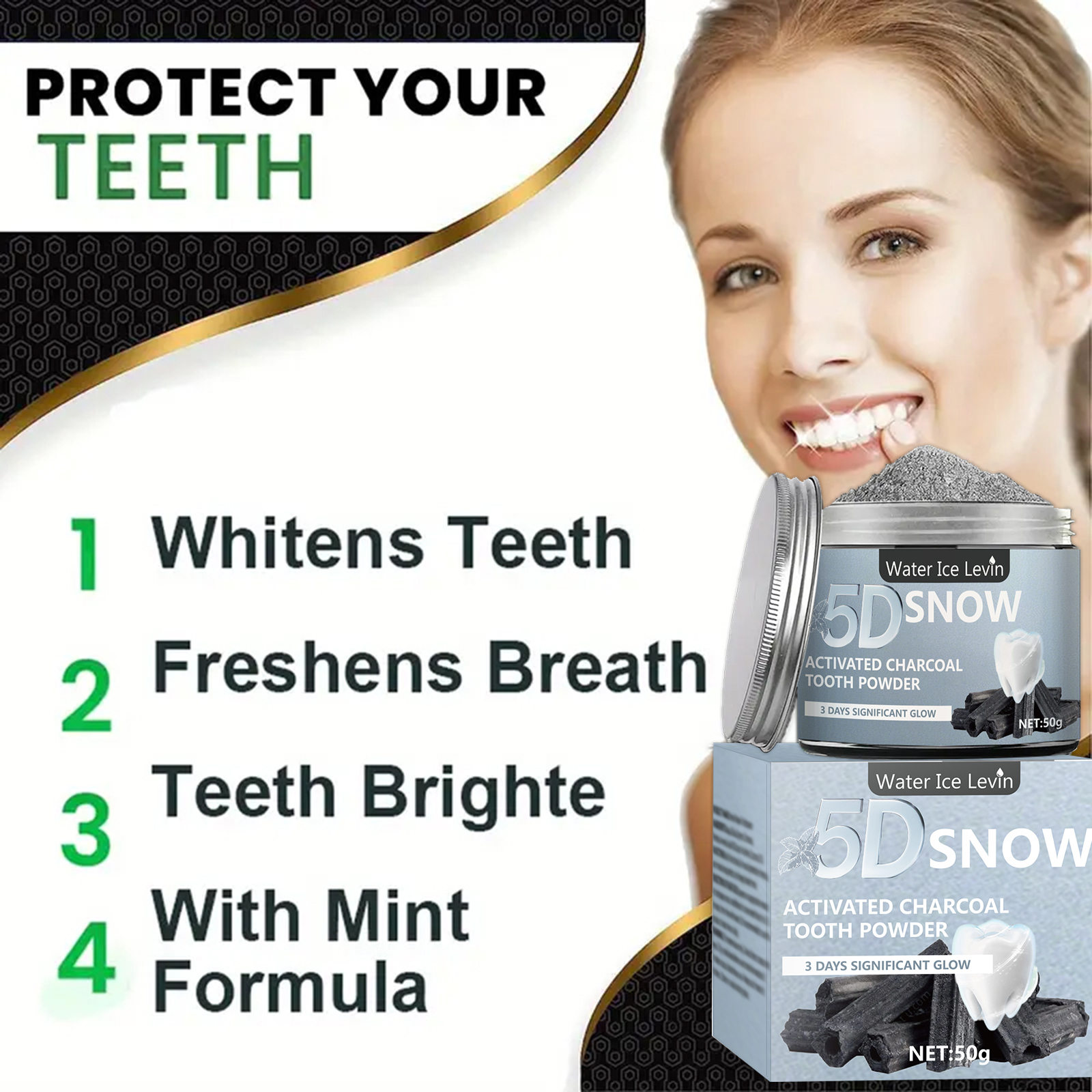 Water Ice Levin 5D Snow Activa - Whitening Powder Activated review and price