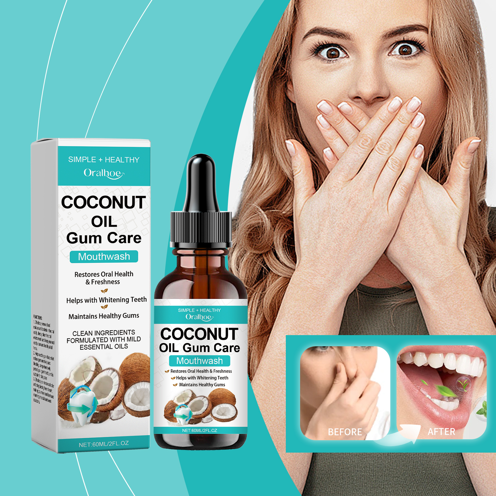 Coconut Mint Pulling Oil Mouth - Teeth Whitening Oil Pulling review and price